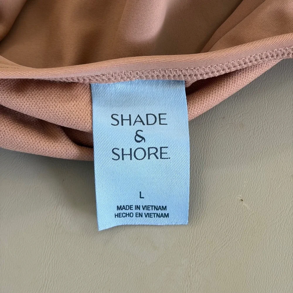 Shade‎ & Shore Women Brown Crochet High Leg Cheeky One Piece Swimsuit Large NEW